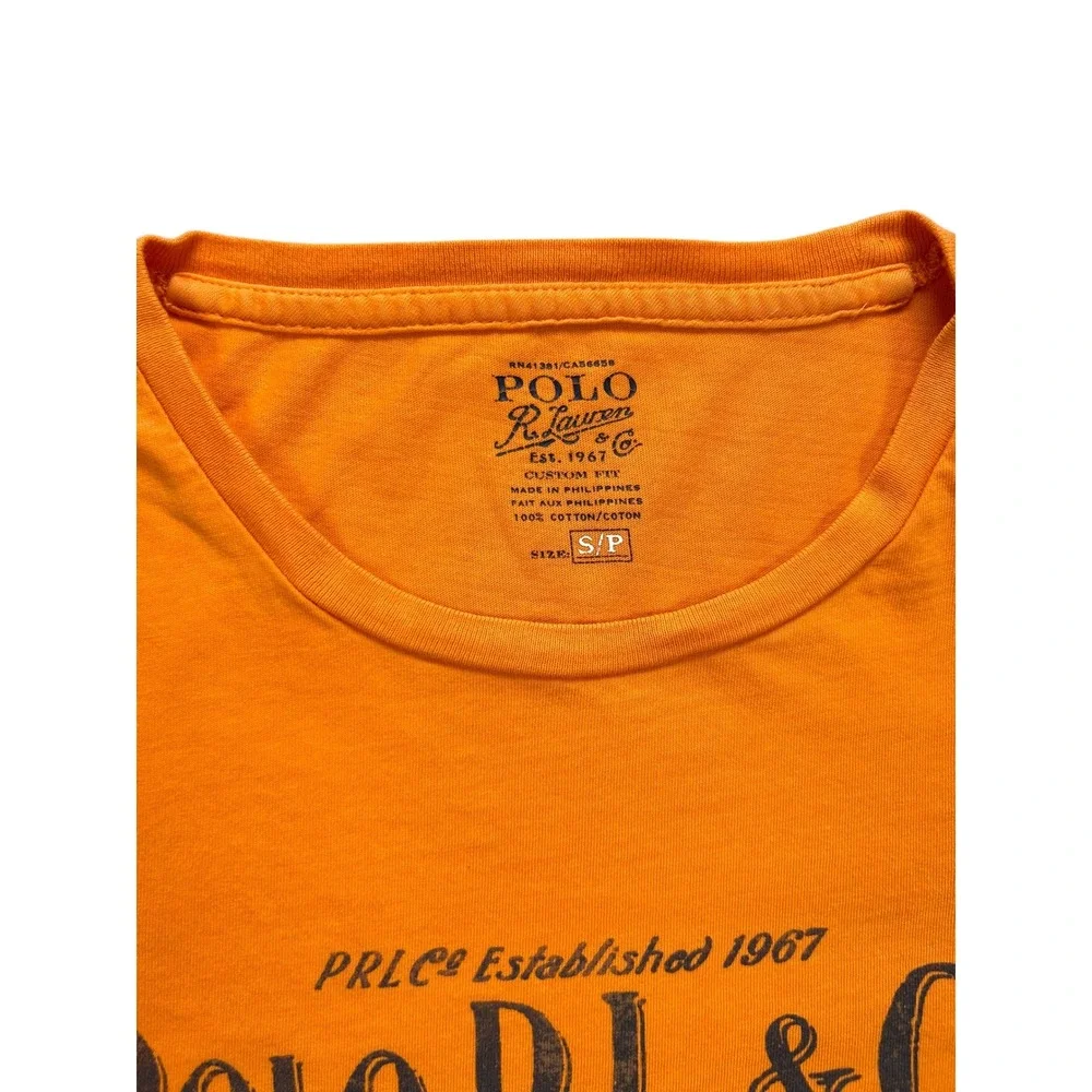 Polo Ralph Lauren Mens Orange Nautical Graphic T-Shirt Custom Fit Small 0222 - Picture 3 of 6